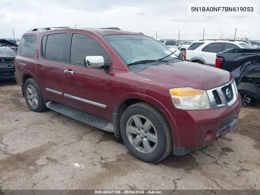 2011 Nissan Armada Platinum VIN: 5N1BA0NF7BN619053 Lot: 40247105