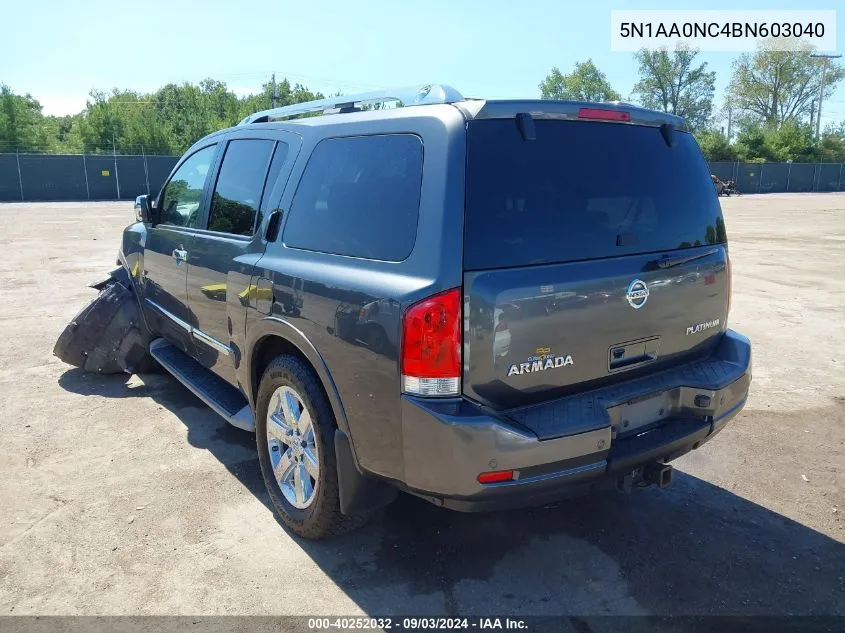 2011 Nissan Armada Platinum VIN: 5N1AA0NC4BN603040 Lot: 40252032