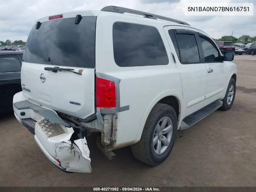 5N1BA0ND7BN616751 2011 Nissan Armada Sv