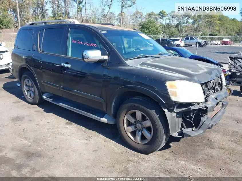 5N1AA0ND3BN605998 2011 Nissan Armada Sv