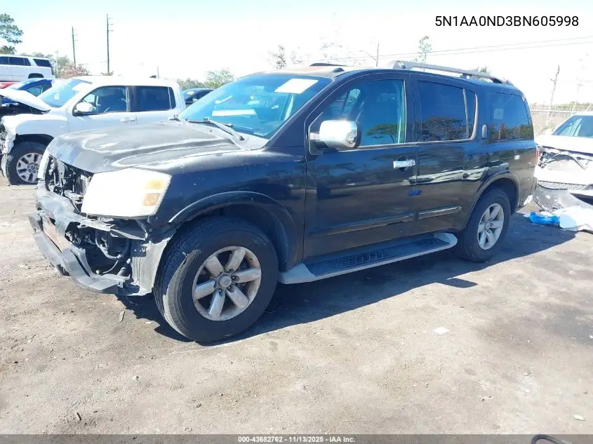 5N1AA0ND3BN605998 2011 Nissan Armada Sv
