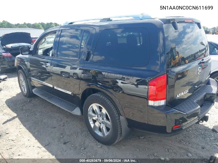 2012 Nissan Armada Platinum VIN: 5N1AA0NC0CN611699 Lot: 40283679