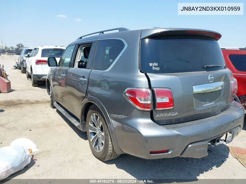 JN8AY2ND3KX010959 2019 Nissan Armada Sl