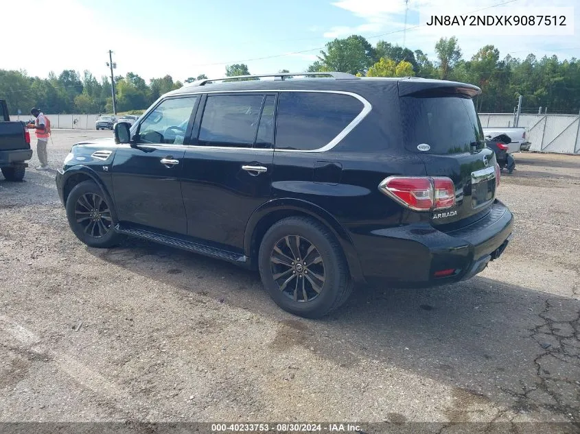 2019 Nissan Armada Platinum VIN: JN8AY2NDXK9087512 Lot: 40233753