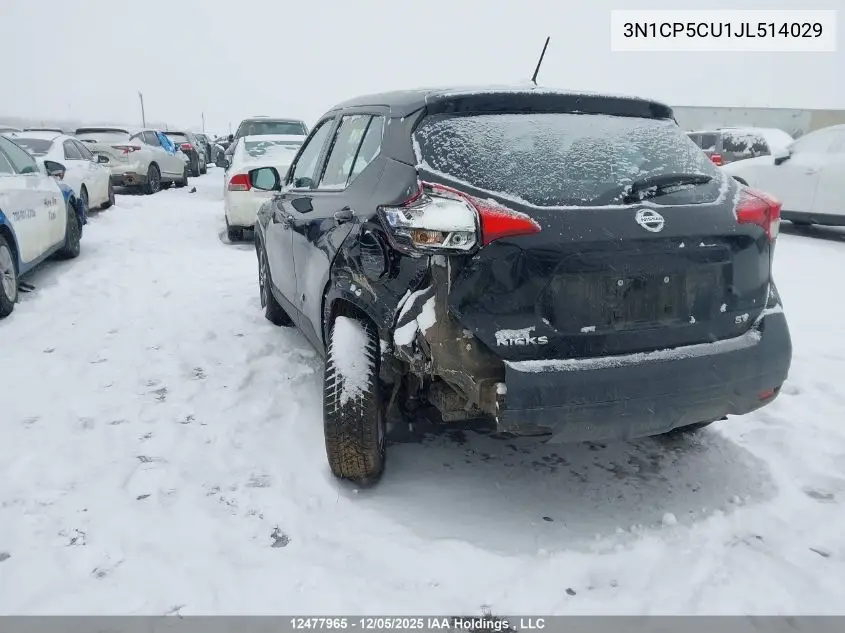 3N1CP5CU1JL514029 2018 Nissan Kicks S/Sr/Sv