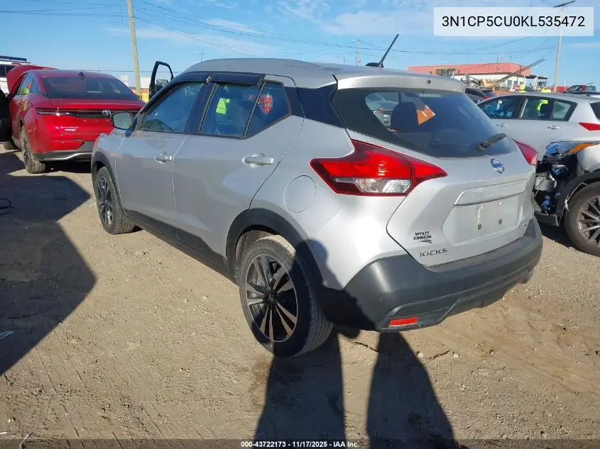 3N1CP5CU0KL535472 2019 Nissan Kicks Sv