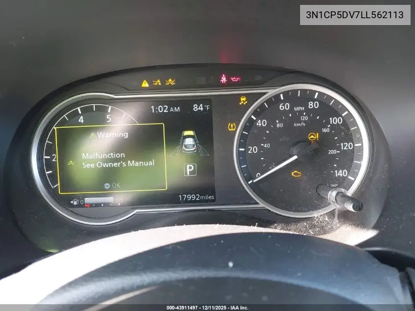 3N1CP5DV7LL562113 2020 Nissan Kicks Sr Xtronic Cvt