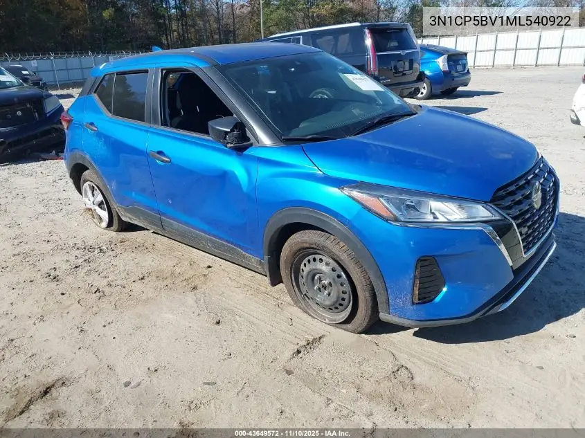 3N1CP5BV1ML540922 2021 Nissan Kicks S Xtronic Cvt