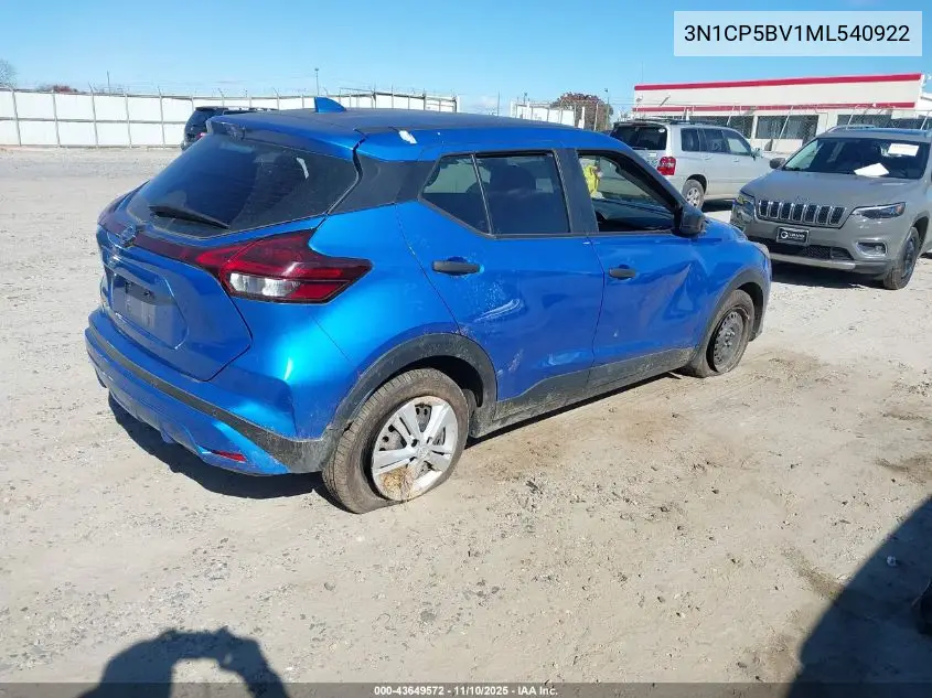 3N1CP5BV1ML540922 2021 Nissan Kicks S Xtronic Cvt