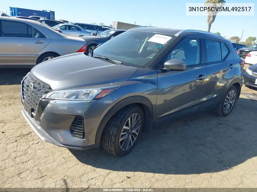 3N1CP5CV5ML492517 2021 Nissan Kicks Sv Xtronic Cvt