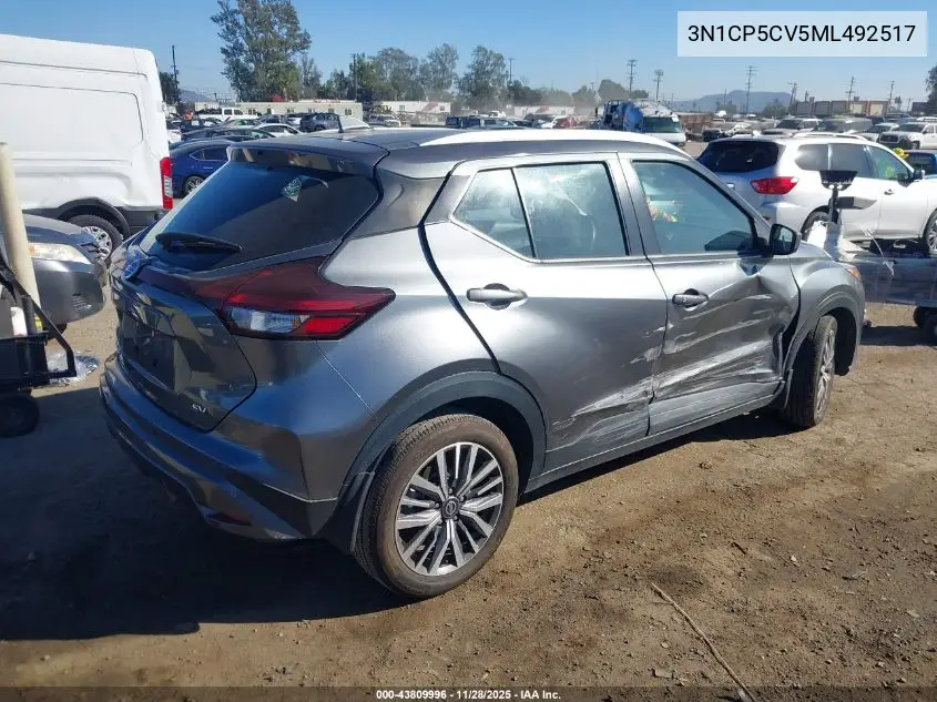3N1CP5CV5ML492517 2021 Nissan Kicks Sv Xtronic Cvt