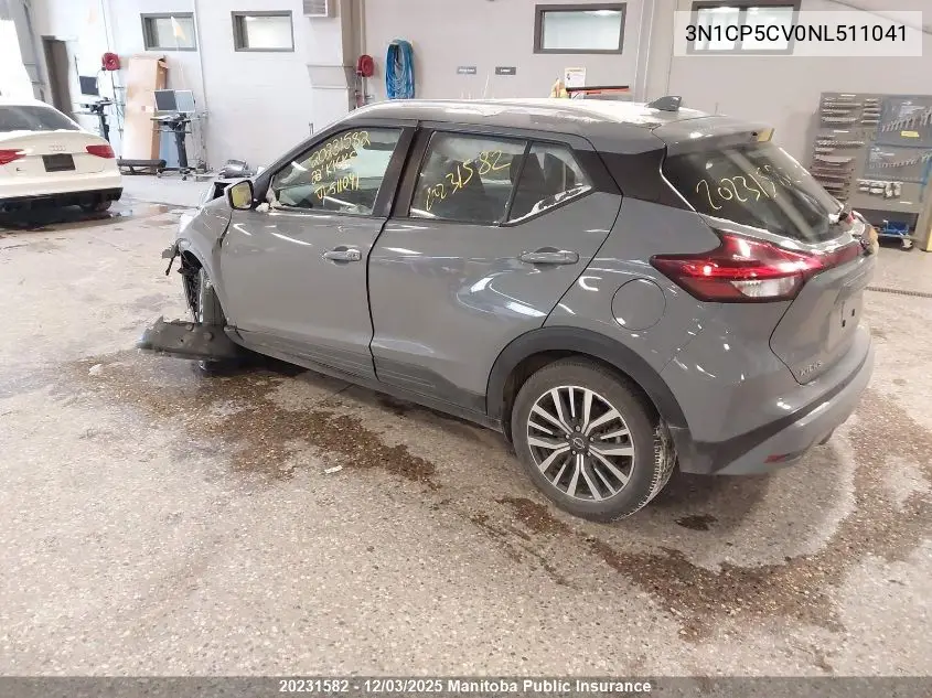 3N1CP5CV0NL511041 2022 Nissan Kicks Sv