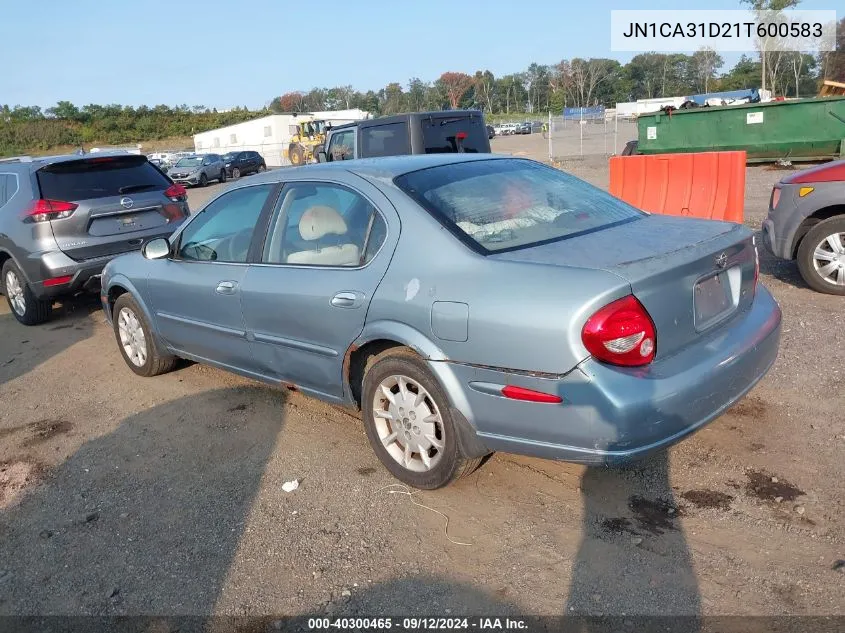 2001 Nissan Maxima Gxe/Se/Gle/20Th Anniv VIN: JN1CA31D21T600583 Lot: 40300465