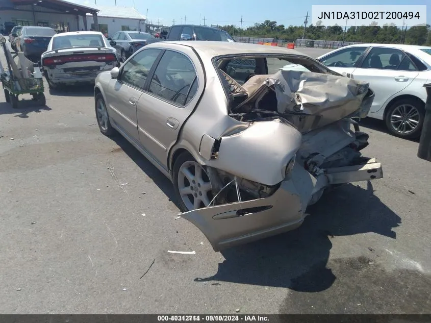 2002 Nissan Maxima Se VIN: JN1DA31D02T200494 Lot: 40312714