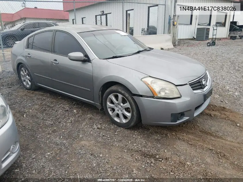 1N4BA41E17C838026 2007 Nissan Maxima 3.5 Sl