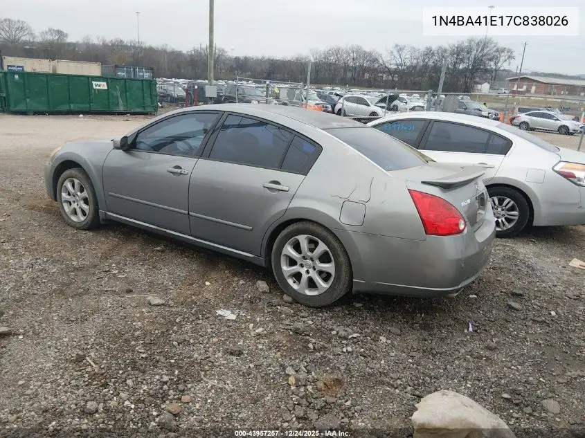 1N4BA41E17C838026 2007 Nissan Maxima 3.5 Sl