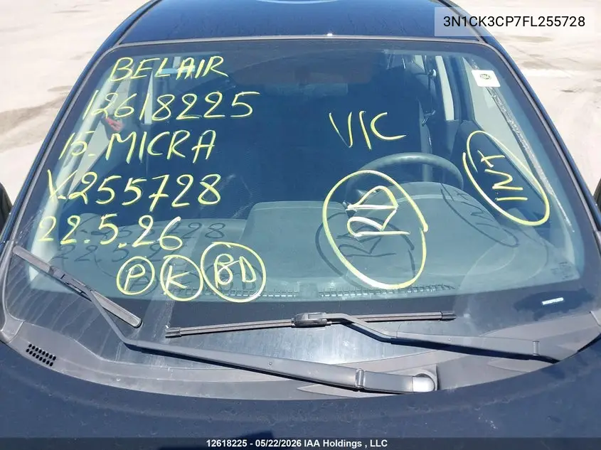 2015 Nissan Micra VIN: 3N1CK3CP7FL255728 Lot: 12618225