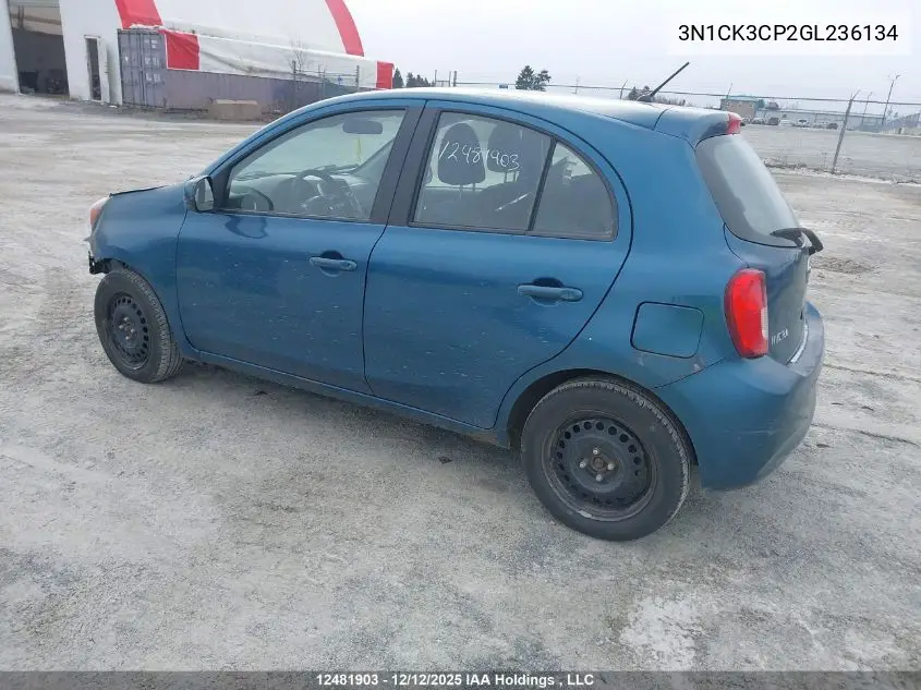3N1CK3CP2GL236134 2016 Nissan Micra S/Sr/Sv