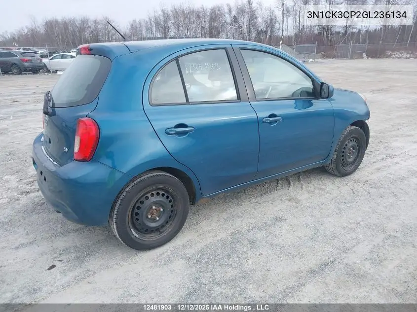 3N1CK3CP2GL236134 2016 Nissan Micra S/Sr/Sv