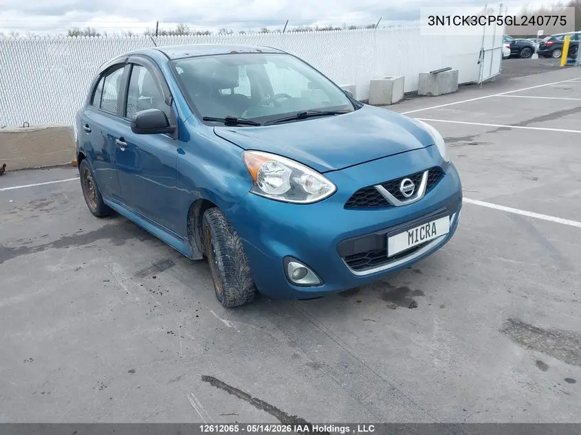 2016 Nissan Micra VIN: 3N1CK3CP5GL240775 Lot: 12612065
