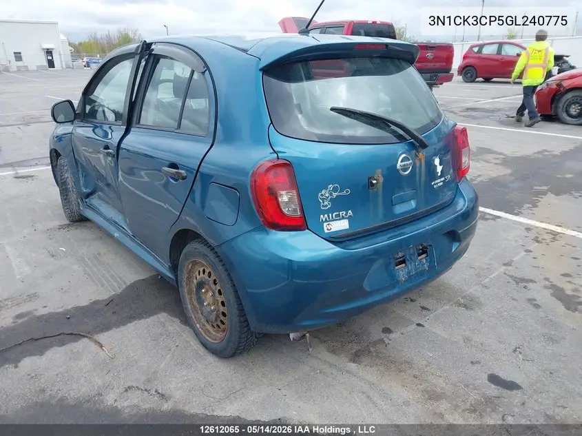 2016 Nissan Micra VIN: 3N1CK3CP5GL240775 Lot: 12612065