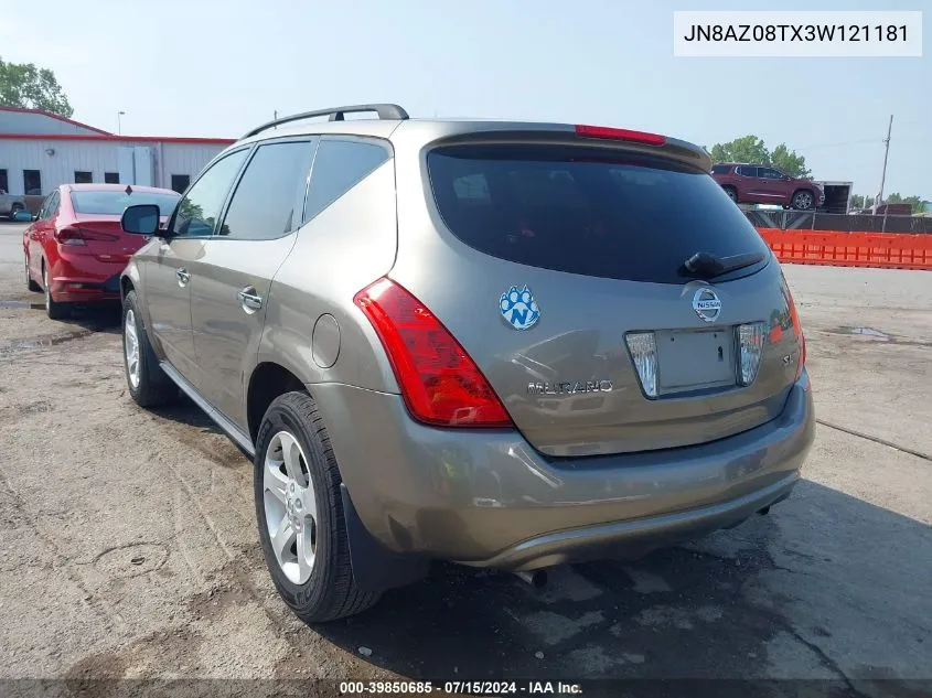 JN8AZ08TX3W121181 2003 Nissan Murano Sl