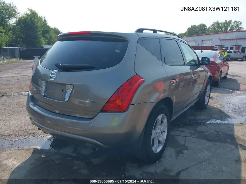 JN8AZ08TX3W121181 2003 Nissan Murano Sl