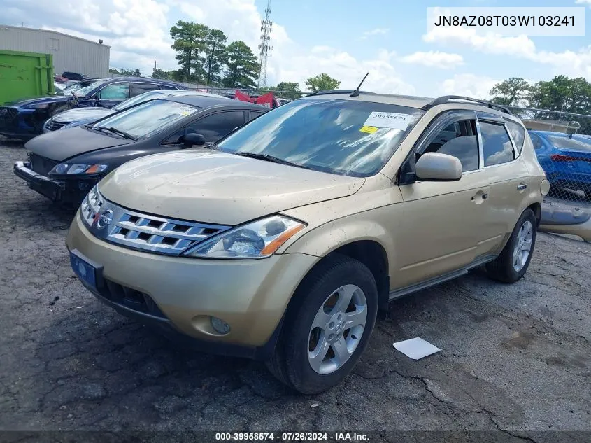 JN8AZ08T03W103241 2003 Nissan Murano Sl