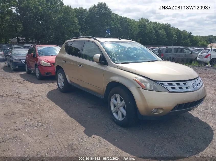 2003 Nissan Murano Se VIN: JN8AZ08T13W120937 Lot: 40164662