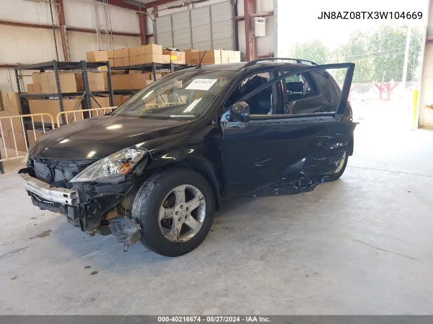 JN8AZ08TX3W104669 2003 Nissan Murano Sl