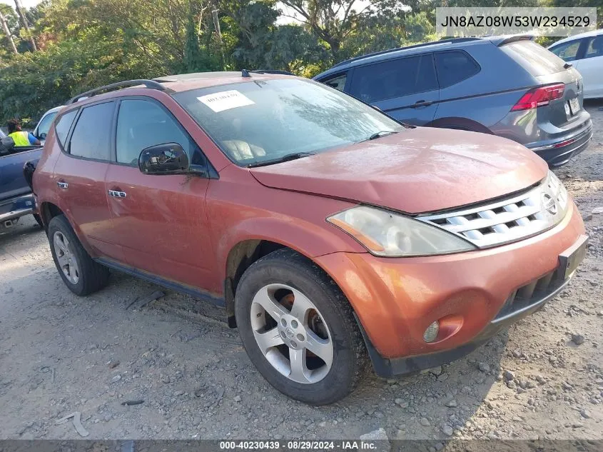 2003 Nissan Murano Sl VIN: JN8AZ08W53W234529 Lot: 40230439