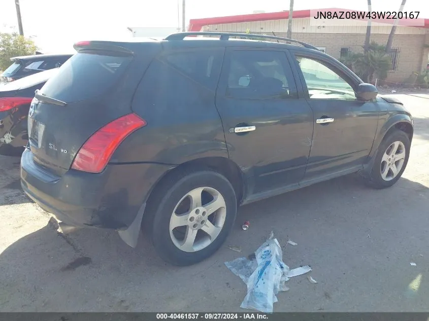 JN8AZ08W43W220167 2003 Nissan Murano Sl