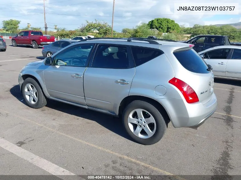 JN8AZ08T23W103757 2003 Nissan Murano Sl