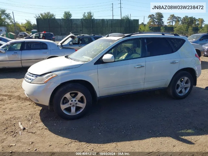 JN8AZ08W03W238472 2003 Nissan Murano Sl