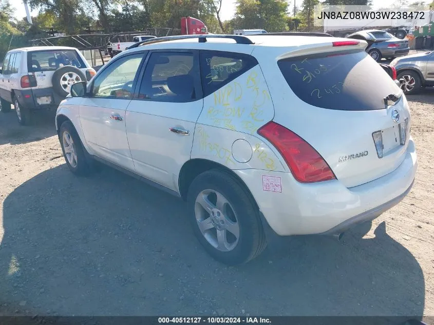 JN8AZ08W03W238472 2003 Nissan Murano Sl