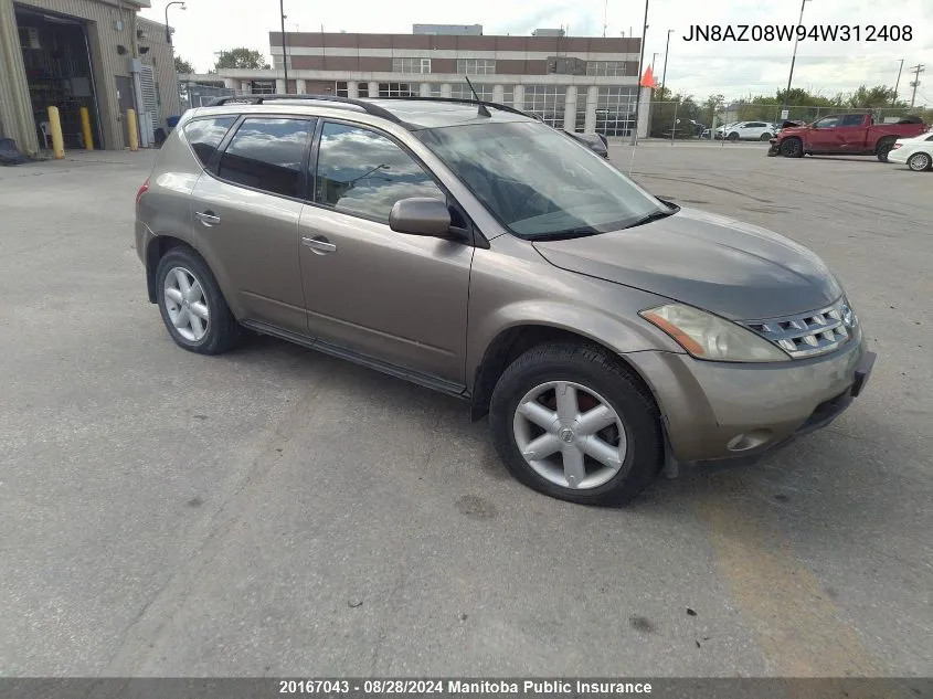 JN8AZ08W94W312408 2004 Nissan Murano Se