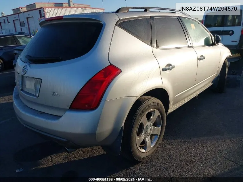 JN8AZ08T74W204570 2004 Nissan Murano Sl