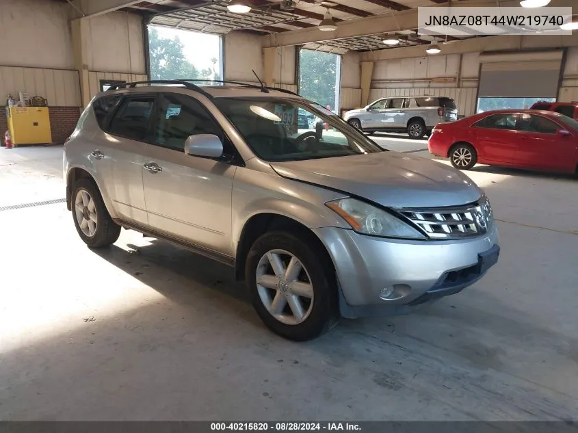 2004 Nissan Murano Se VIN: JN8AZ08T44W219740 Lot: 40215820