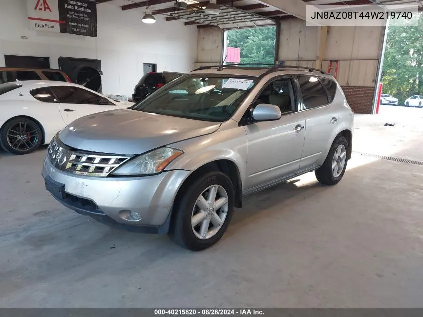 2004 Nissan Murano Se VIN: JN8AZ08T44W219740 Lot: 40215820