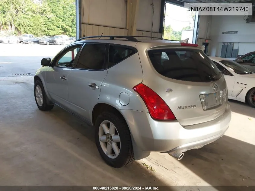 2004 Nissan Murano Se VIN: JN8AZ08T44W219740 Lot: 40215820