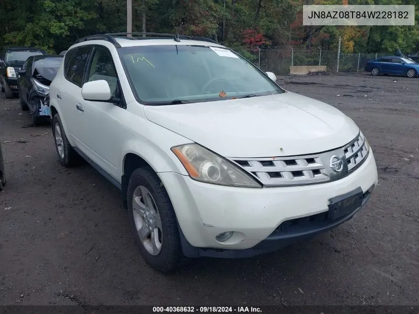 JN8AZ08T84W228182 2004 Nissan Murano Sl