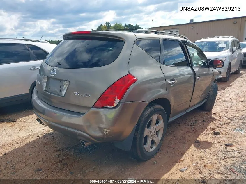 2004 Nissan Murano Sl VIN: JN8AZ08W24W329213 Lot: 40451487