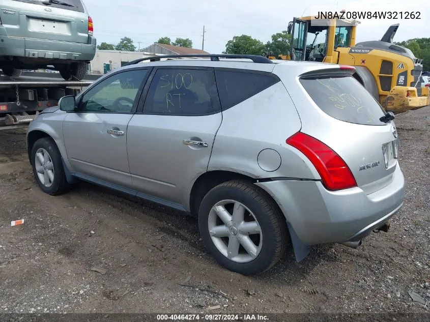 JN8AZ08W84W321262 2004 Nissan Murano Se