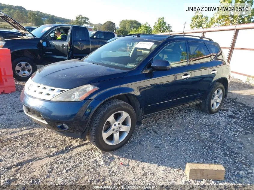 JN8AZ08W14W343510 2004 Nissan Murano Sl