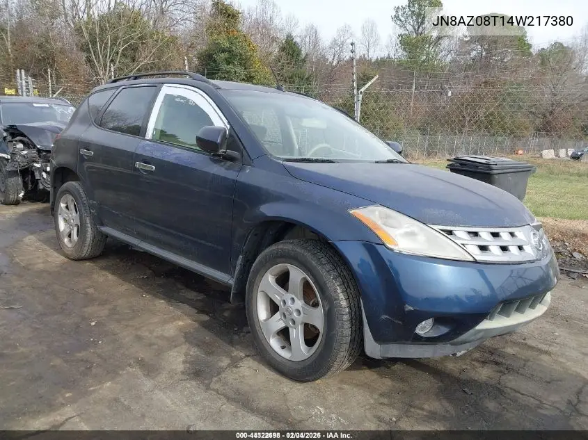 JN8AZ08T14W217380 2004 Nissan Murano Sl