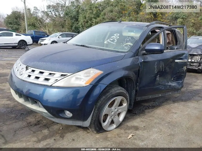 JN8AZ08T14W217380 2004 Nissan Murano Sl