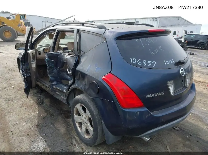 JN8AZ08T14W217380 2004 Nissan Murano Sl