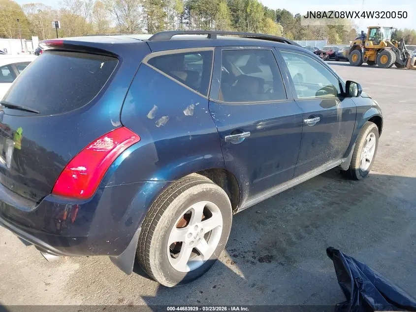 JN8AZ08WX4W320050 2004 Nissan Murano Sl
