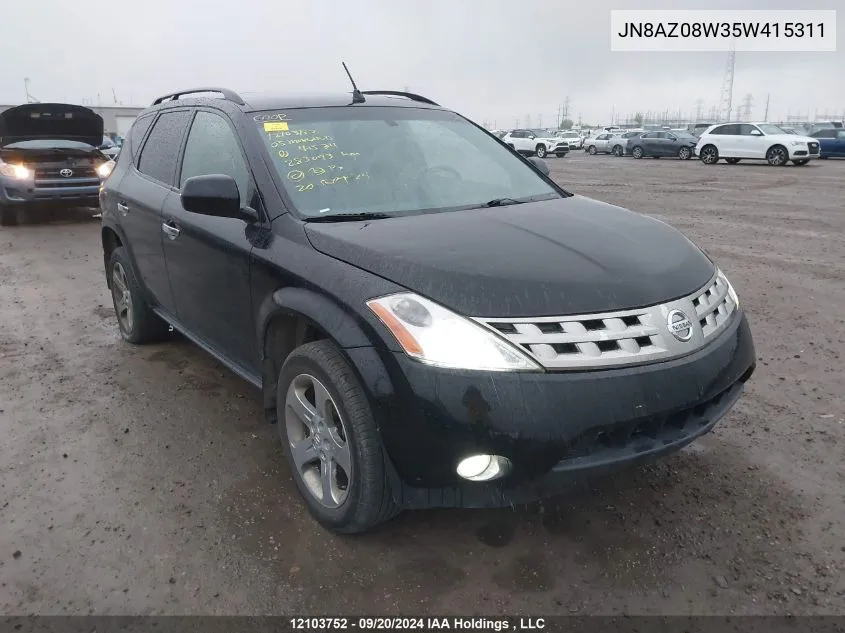 JN8AZ08W35W415311 2005 Nissan Murano Sl