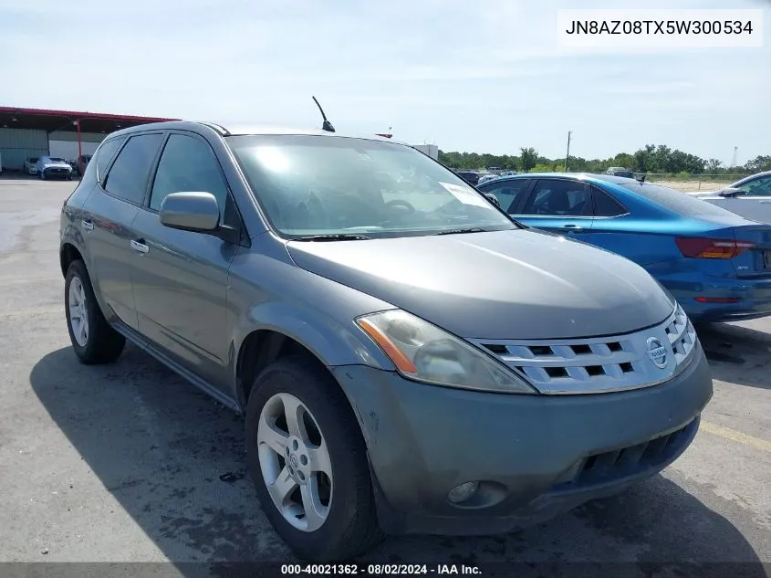 2005 Nissan Murano Sl VIN: JN8AZ08TX5W300534 Lot: 40021362